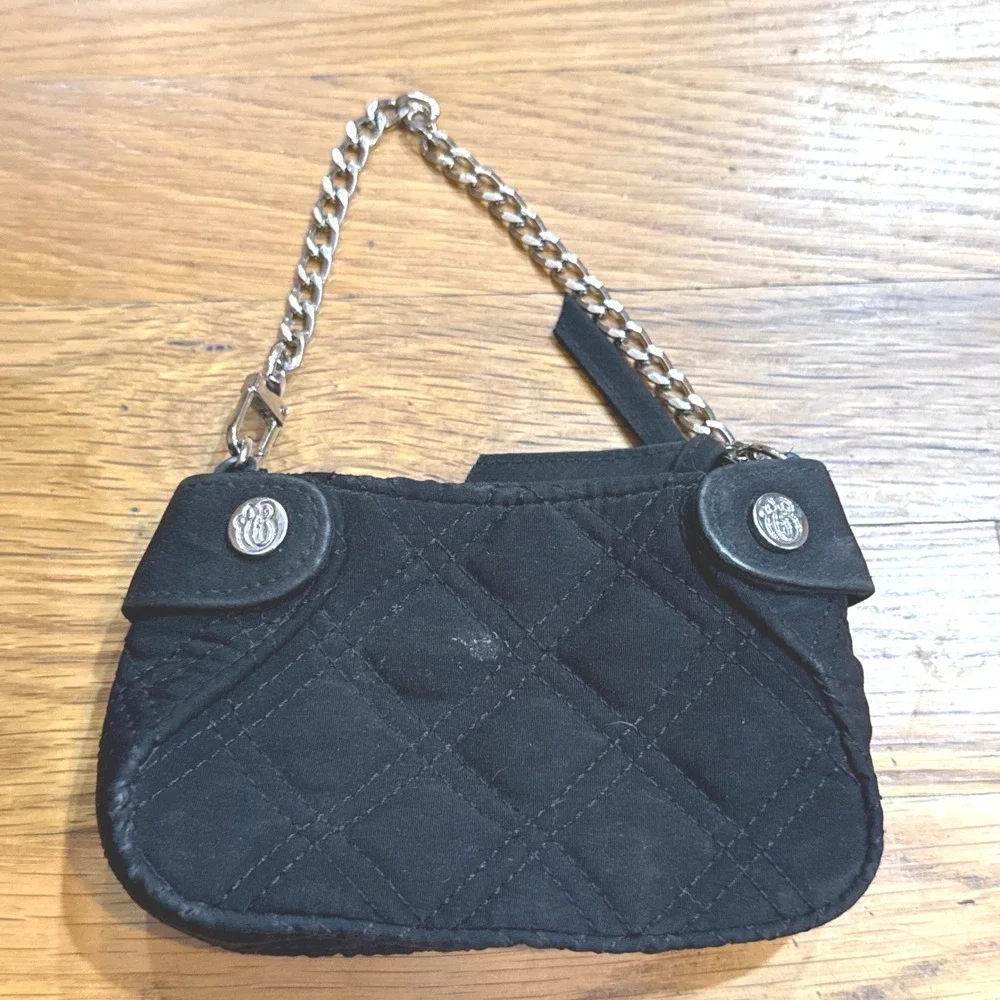 Vera Bradley Black Quilted‎ Cotton Mini Bag Chain Strap Floral Lining Small